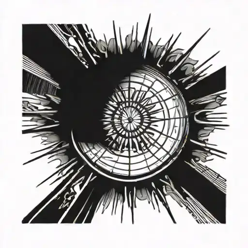 eye around with lines going vertical like Sun rays tattoo design idea