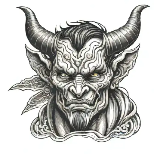 painter who paints on a canvas the face of the devil tattoo design idea