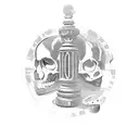 A blackwork tattoo of a historical figure with a futuristic twist tattoo design idea