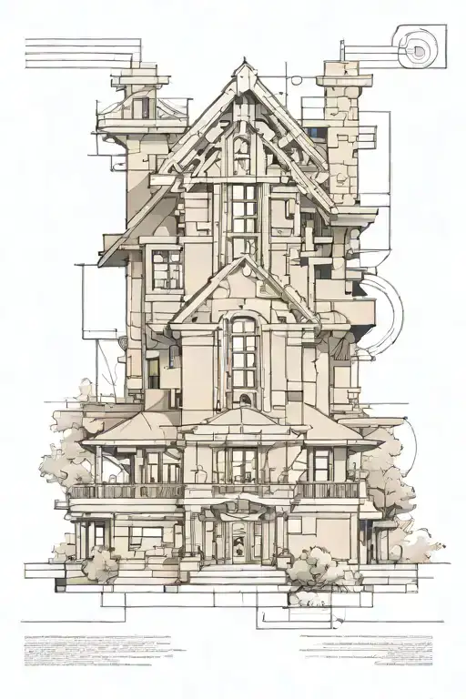 Frank Llyod Wright architecture elements tattoo design idea