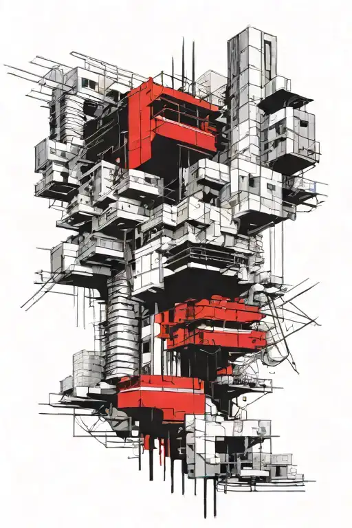 multiple Frank Llyod Wright architecture buildings and elements tattoo design idea