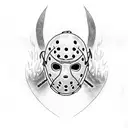 jason voorhees mask split tattoo design idea