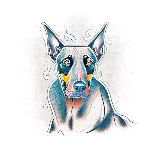 aggressiv Doberman barking tattoo design idea