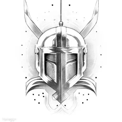 Spartan helmet, pierced by a Spartan spear (and puts a Spartan shield in the background) tattoo design idea