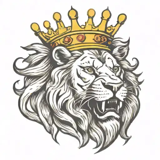 lion with a crown roaring tattoo design idea