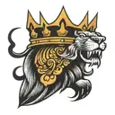 lion with a crown roaring tattoo design idea