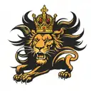 lion with a crown roaring tattoo design idea