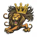 lion with a crown roaring tattoo design idea
