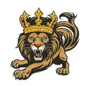 lion with a crown roaring tattoo design idea