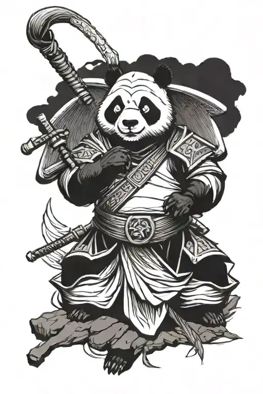panda samurai tattoo design idea
