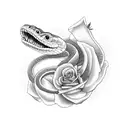Snake with Rose tattoo design idea