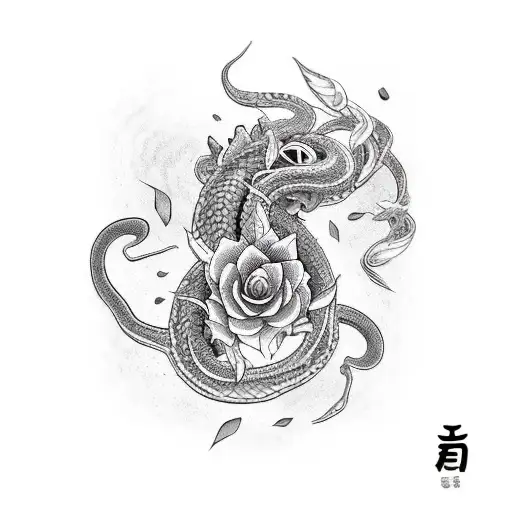 diseñar una manga en el brazo en el cual ya hay una serpiente con una rosa y la cara de un indio nativo  tattoo design idea