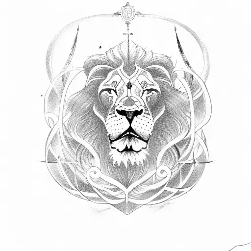 lion with  Rod of Asclepius tattoo design idea