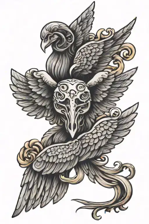 Aries angel wings tattoo design idea