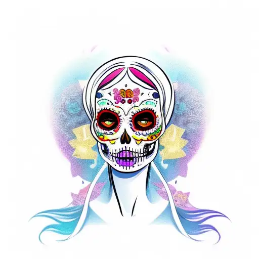 day of dead girl scarlet tattoo design idea