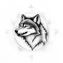 A sketch style tattoo of a wolf howling at the moon with the runes FEHU, URUZ, THURISAZ, ANSUZ, and KANO integrated into the design tattoo design idea