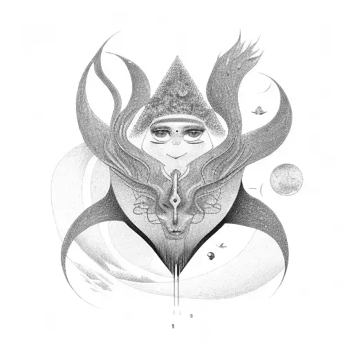A surrealistic tattoo combining elements of music and nature to create a dreamlike landscape filled with intriguing creatures tattoo design idea