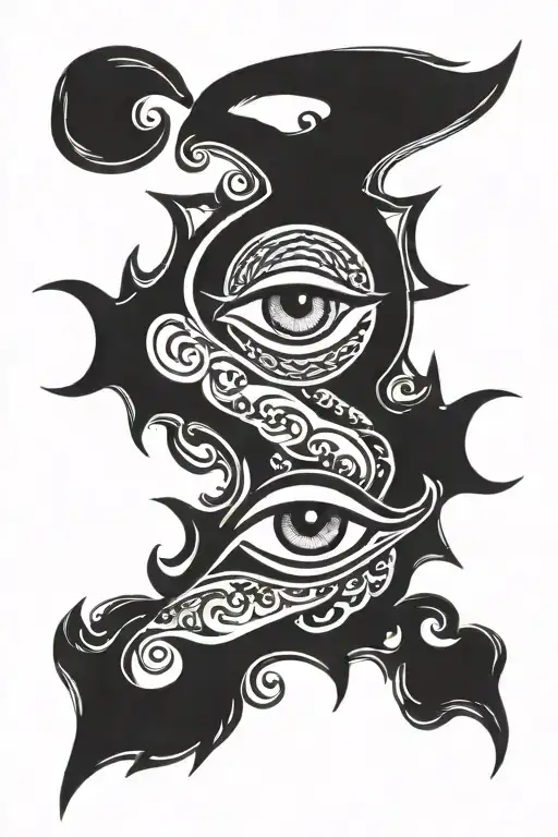 KARMA IN SANSKRIT WITH SHIV EYE tattoo design idea