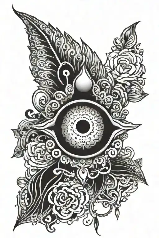 KARMA IN SANSKRIT WITH SHIV EYE tattoo design idea