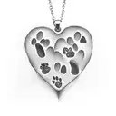 A heart-shaped pendant hanging from a dog paw print, representing love and loyalty towards pets tattoo design idea