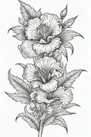 poppy flower gladiolus flower and plant leaves tattoo design idea