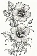 poppy flower gladiolus flower and plant leaves tattoo design idea