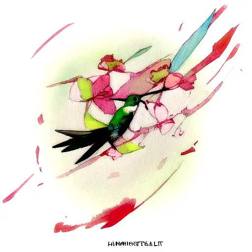 hummingbird with bleeding hearts  tattoo design idea