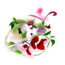 hummingbird with bleeding hearts  tattoo design idea