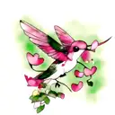 hummingbird with bleeding hearts  tattoo design idea