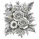 birth flower bouquet February, march, may, june, july, august, september, November, December tattoo design idea