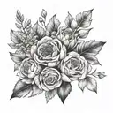 birth flower bouquet February, march, may, june, july, august, september, November, December tattoo design idea