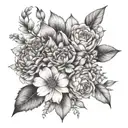 birth flower bouquet February, march, may, june, july, august, september, November, December tattoo design idea