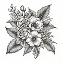 birth flower bouquet February, march, may, june, july, august, september, November, December tattoo design idea