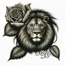 lion, time clock, rose tattoo design idea
