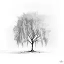 willow tree branch with lyric "no qualms or questioning" tattoo design idea