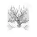 willow tree branch with lyric "no qualms or questioning" tattoo design idea