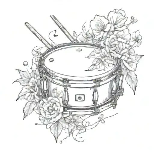 snare drum with flowers tattoo design idea