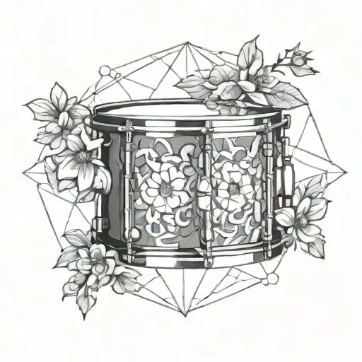snare drum with flowers tattoo design idea