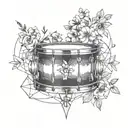 snare drum with flowers tattoo design idea