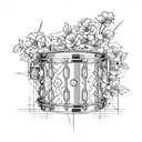 snare drum with flowers tattoo design idea