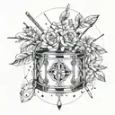 snare drum with flowers tattoo design idea