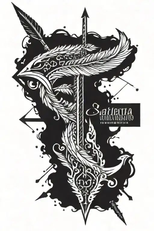 an arrow of the sagittarius that symbolizes with the feathers of the arrow that i was born on the 16 december 2003 tattoo design idea