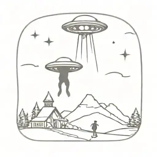 alien abduction scene with a UFO tattoo design idea