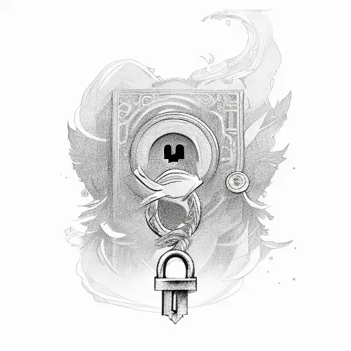 Lock. Initials "CJ" in the middle tattoo design idea