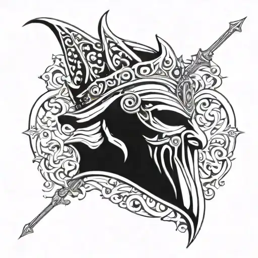 King Baldwin's Iv Mask arm tattoo design only mask no texture front tattoo design idea