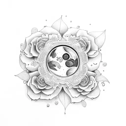flower moonphase tattoo design idea