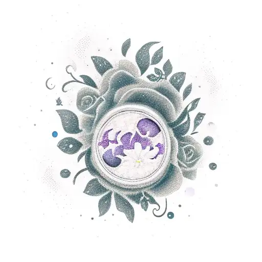 flower moonphase tattoo design idea