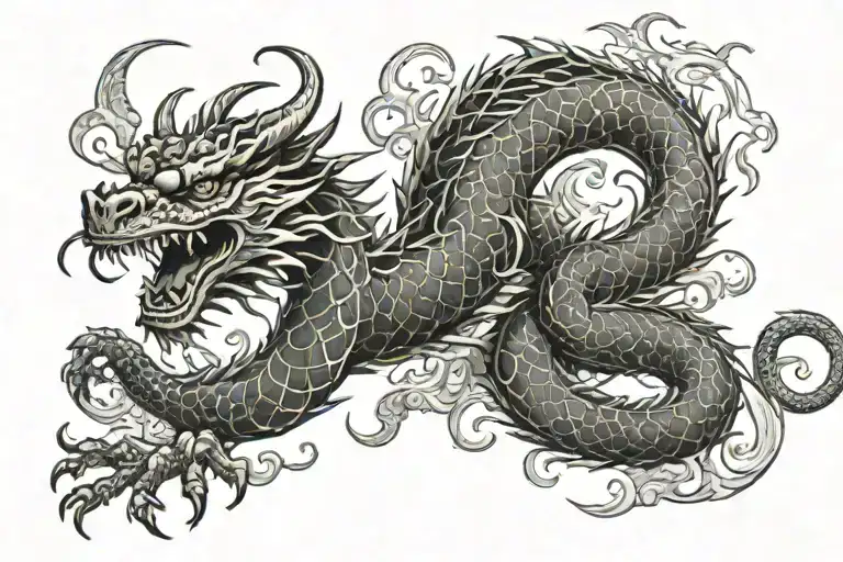 Sketchy dragon with Maui style  tattoo design idea