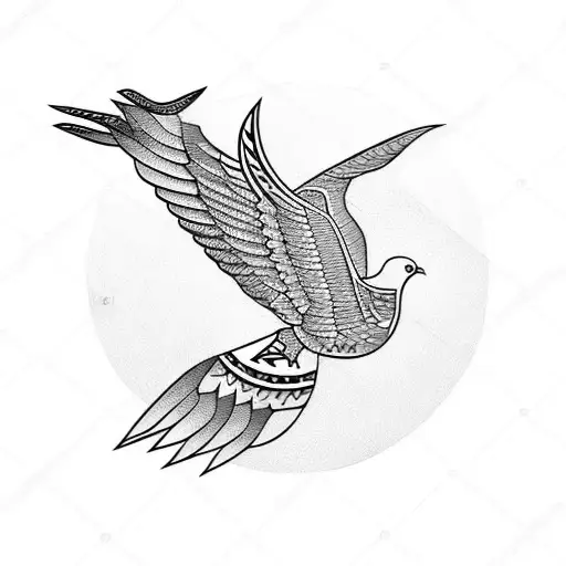 Blue Tribal Small Dove Tattoo Design