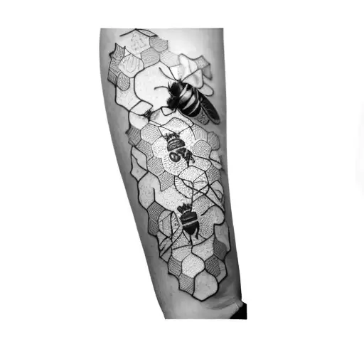 bees and honeycombs tattoo design idea